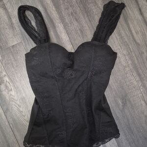 Spirit Halloween Black Lace Corset Tank Top - Size M